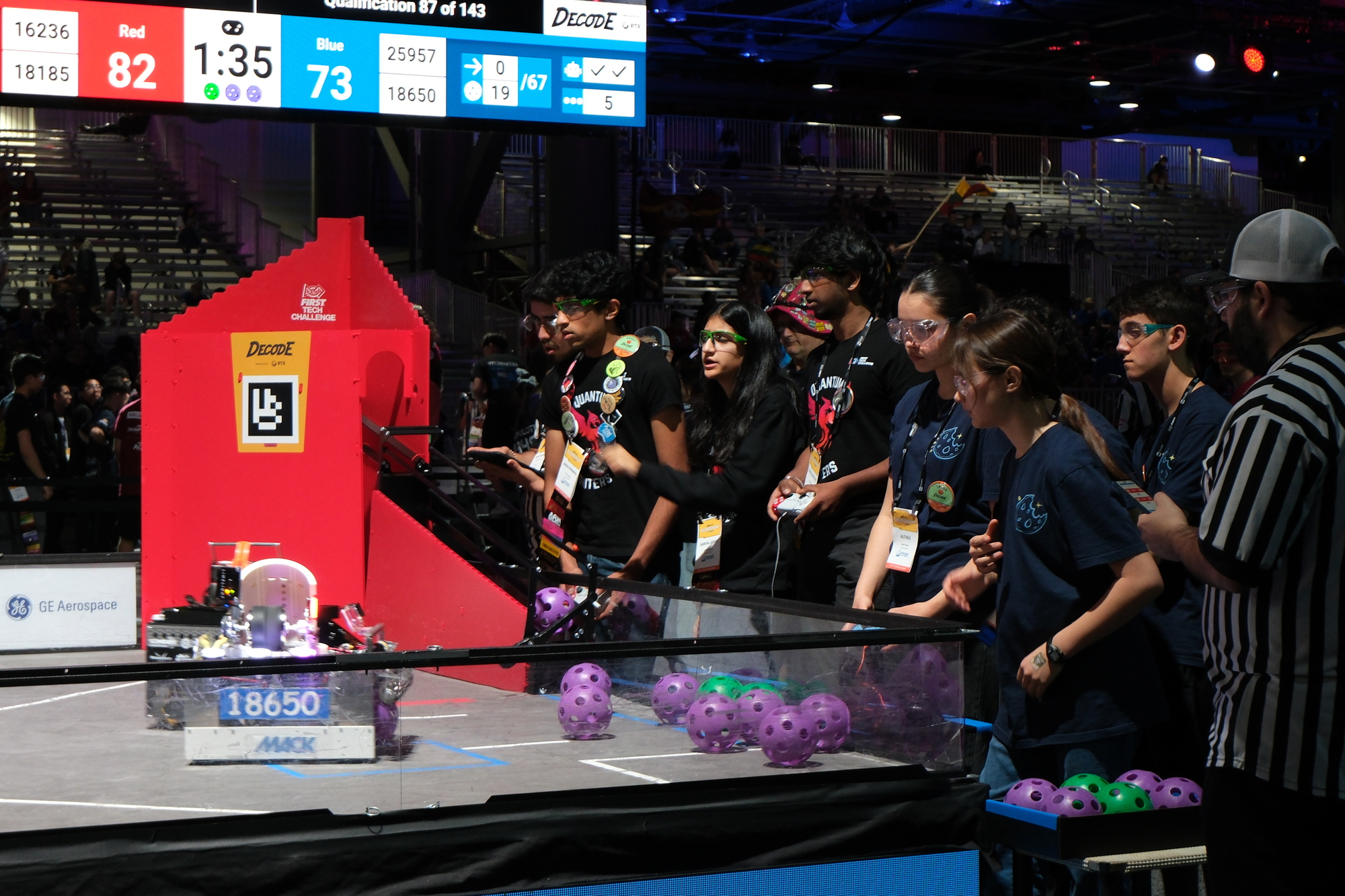 Team 18650 competing on the blue alliance at FIRST Championship Houston 2026