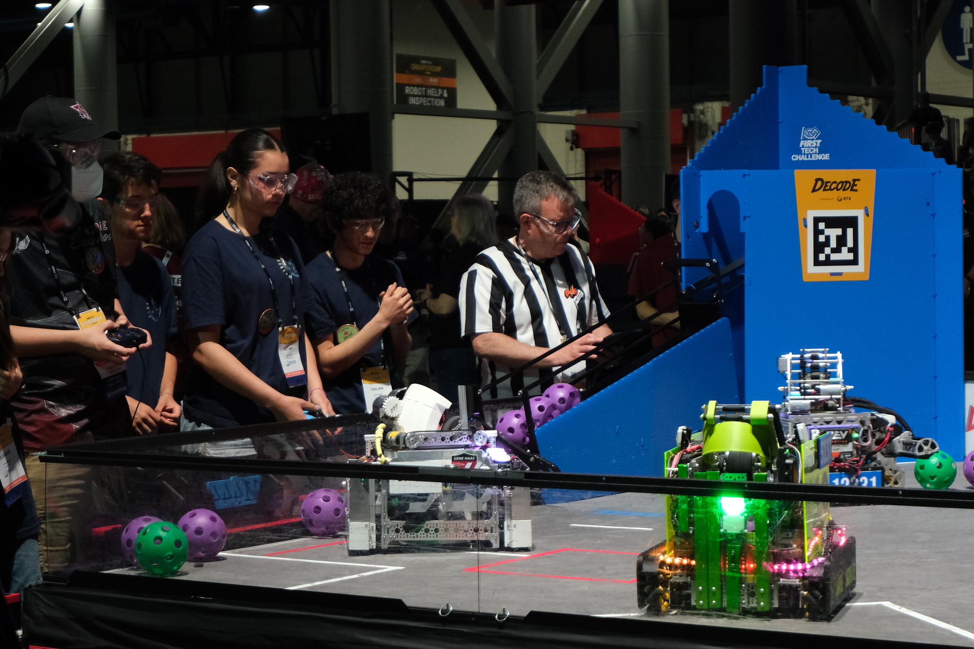 Team 18650 competing on the red alliance at FIRST Championship Houston 2026