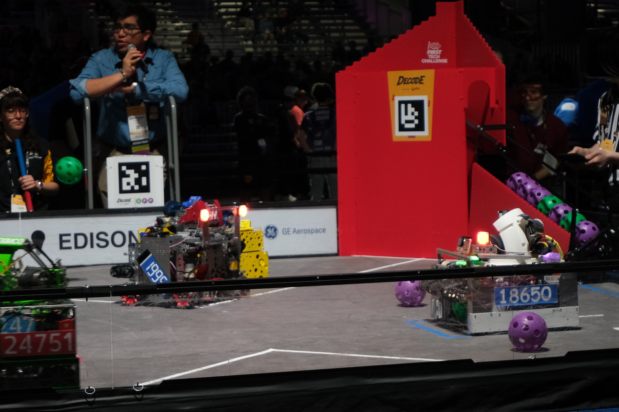 Competition robots at FIRST Championship Houston 2026